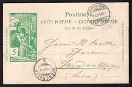 SWITZERLAND - POSTKARTE DA 5 C. - JUBILÉ 1875-1900 - SPEDITA DA CHAUX-DE-FONDS A NIEDERBIPP IL 1.12.1900 - Post & Briefboten