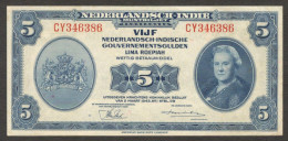 Netherlands Indies Civil Administration Indonesia NICA 5 Gulden P-113 1943 AUNC - Indonesia