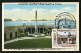 PANAMA (2022) Carte Maximum Card Bicentenario Independencia España, Monument To French Canal Builders, Plaza Francia - Panama