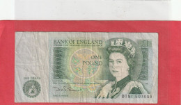 BANK OF ENGLAND  .  1 POUND .  N D  .  N°  DT81 501055   .  2 SCANNES - 1 Pound