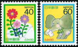 FAU1/S Japón JApan 1642/43 1987 Día De La Carta Elefante,flores Lujo - Altri & Non Classificati