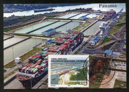 PANAMA (2018) Canal Ampliado, Buque Portacontenedores, Container Ship, Panama Canal Locks Agua Clara Carte Maximum Card - Panama