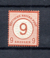 Germany 1874 Old 9 Kreuzer "Brustschild" Stamp (Michel 30) Unused/MNH (brown Spott In Gum) - Ongebruikt