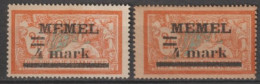 1920 - MEMEL - VARIETE "E" De MEMEL SANS BARRE INFERIEURE - YVERT N° 31 (*) SANS GOMME - Neufs