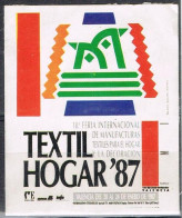 Sello Viñeta VALENCIA 1987, Textil Hogar, Feria Manufacturas Textiles * - Variedades & Curiosidades