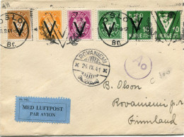 NORVEGE LETTRE PAR AVION DEPART OSLO 20-9-41 POUR LA FINLANDE - Storia Postale