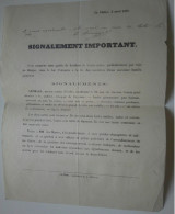 INDRE BERRY 1871 LA CHATRE AFFICHE DE SIGNALEMENT ET DE RECHERCHE DE 3 ASSASSINS PARTIS DE LONDRES - Documenti Storici