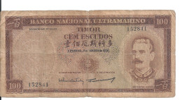 Timor 100 ESCUDOS 1959 VG+ P 24 - Hongkong