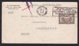 Canada: Airmail Cover To UK, 1929, 1 Stamp, Air Seattle - New York Only, Jusqu'a Bar Cancel, Aviation (damaged At Back) - Covers & Documents