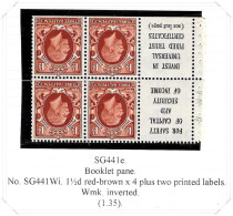 SG. 441ew 1½d Red - Brown. An Unmounted Mint Booklet Pane Of Six Hrd4 - Neufs