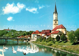 73081996 Vilshofen Donau Kloster Schweiklberg Schwaene Donaubruecke Vilshofen Do - Vilshofen