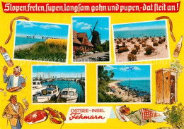 73081973 Insel Fehmarn Strand Fehmarnsundbruecke Ortsmotiv Mit Windmuehle Hafen  - Fehmarn