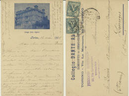 TORINO 1902 COLLEGIO DANTE ALIGHIERI RARA CARTOLINA - Educazione, Scuole E Università