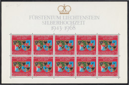 Liechtenstein 450 1968 Minihojita Boda De Plata De La Pareja Principesca MNH - Sonstige & Ohne Zuordnung