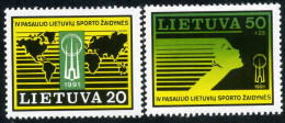 Lituania - 413/14 - 1991 IV Juegos Deportivos Mundiales De Lituania Mapa, Símb - Lituanie