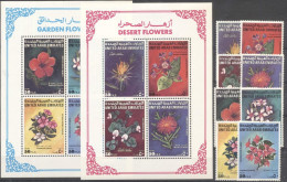 Emirates 1990, Flowers, 8val+8val In 2BF - Emirati Arabi Uniti