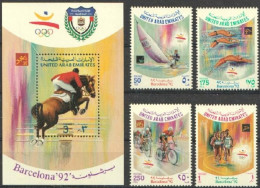 Emirates 1992, Olympic Games In Barcellona, Shipping, Swimming, Cycling, Athletic, Horse Race, 4val +BF - Vela