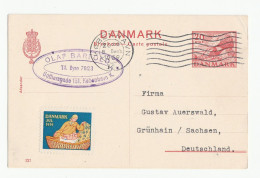 1939 DENMARK To Grunhain Germany With CHRISTMAS Label Women Baby POSTAL STATIONERY CARD Cover Stamps - Ganzsachen