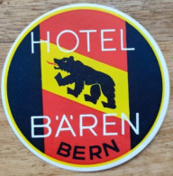 Switzerland Bern Bären Baren Hotel Label Etiquette Valise - Etiquettes D'hotels