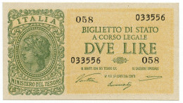2 LIRE BIGLIETTO DI STATO LUOGOTENENZA UMBERTO VENTURA 23/11/1944 FDS-/FDS - Regno D'Italia – Other