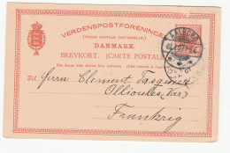 1907 AALBORG Denmark To OLLIOULES France  Postal STATIONERY CARD Cover Stamps - Enteros Postales