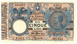 5 LIRE BIGLIETTO DI STATO VITTORIO EMANUELE III FLOREALE 14/10/1917 FDS-/FDS - Regno D'Italia – Autres