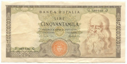 50000 LIRE BANCA D'ITALIA LEONARDO DA VINCI MEDUSA 16/05/1972 BB/SPL - Autres & Non Classés