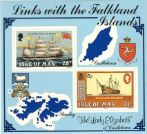 Man (isla De) - 7-H - 1984 Lazos Con Las Islas Falkland Barcos, Mapa, Escudo L - Man (Ile De)