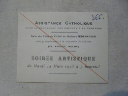 VIEUX PAPIERS - ASSISTANCE CATHOLIQUE Pour Le Placement Des Enfants à La Campagne : SOIREE ARTISTIQUE 1925 - Programma's