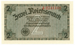 2 REICHSMARK OCCUPAZIONE TEDESCA ITALIA REICHSKREDITKASSEN 1943 FDS - Occupazione Alleata Seconda Guerra Mondiale