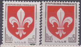 18138 Variété : N° 1230 Blason Lille Impression Défectueuse Du Brun + Normal   ** - Unused Stamps