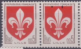 18139 Variété : N° 1230 Blason Lille REPUSIQUE F¤ANCAISE Tenant à Normal   ** - Unused Stamps