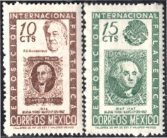 México 615/16 1947 Exposición Filatélica Internacional MNH - Mexique