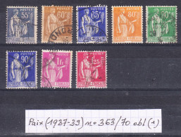 France Type Paix (1937-39) Y/T N° 363/70 Oblitérés (lot 1) - 1932-39 Paix