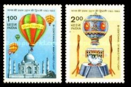 INDIA 1983 THE 200TH ANNIVERSARY OF THE MANNED FLIGHT COMPLETE SET MNH - Ongebruikt