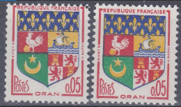 18150 Variété : N° 1230A Blason Oran Piquage Déplacé + Normal  ** - Unused Stamps