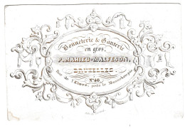 Belgique "Carte Porcelaine"  Porseleinkaart, P. Mahieu Malfeson, Bonneterie Et Ganterie , Bruxelles Dim:118x78mm - Cartoline Porcellana