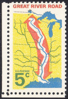 !a! USA Sc# 1319 MNH SINGLE W/ Left & Bottom Margins - Great River Road - Nuovi