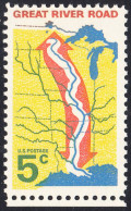 !a! USA Sc# 1319 MNH SINGLE W/ Bottom Margin (a2) - Great River Road - Nuovi