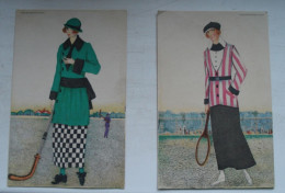 2 Mela Koehler Art Deco Old Postcard Sportlady Serie - Koehler, Mela