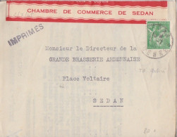 Imprimé De La Chambre De Commerce Obl. Sedan Le 2/7/45 Sur 80c Iris N° 649 (tarif Du 1/3/45) Pour Sedan - 1939-44 Iris