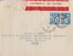 Lettre De La Chambre De Commerce Obl. Sedan Le 9/3/45 Sur 1f Iris X 2 N° 650 (tarif Du 1/3/45) Pour Sedan - 1939-44 Iris