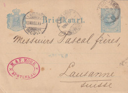 Briefkaart  10 Dec 1880 Amsterd:-emm VI (spoor Kleinrond ) Naar Lausanne (Zwitserland) - Poststempels/ Marcofilie