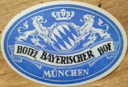 Germany Munchen Bayerischer Hof Hotel Label Etiquette Valise - Etiquettes D'hotels