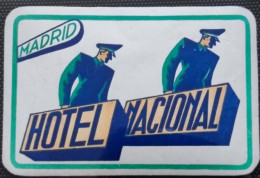 Spain Madrid Hotel Nacional Label Etiquette Valise - Etiquettes D'hotels