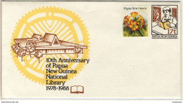 PAPUA NEW GUINEA - Cover, NATIONAL LIBRARY, Bibliothek, Bibliothèque, Postal Stationary + Flower Stamp,  Ref. 132 - Papua New Guinea