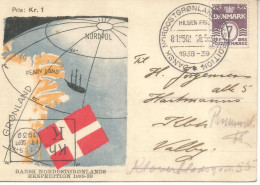 DINAMARCA TARJETA CON MARCA Y MAT ESPECIAL 1938 EXPEDICION POLAR - Arctische Expedities