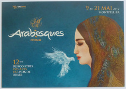 FESTIVAL ARABESQUES - Arts Du Monde Arabe / Visage De Femme - Oiseau - Carte Publicitaire - Afrique
