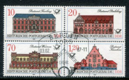 DDR 1987 Historic Postal Buildings Block Used.  Michel 3067-70 - Oblitérés