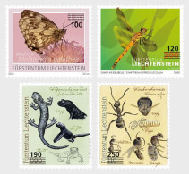 Liechtenstein 2024 Fauna Insects Butterflies Provisional Overprints Set Of 4 Stamps MNH - Unused Stamps